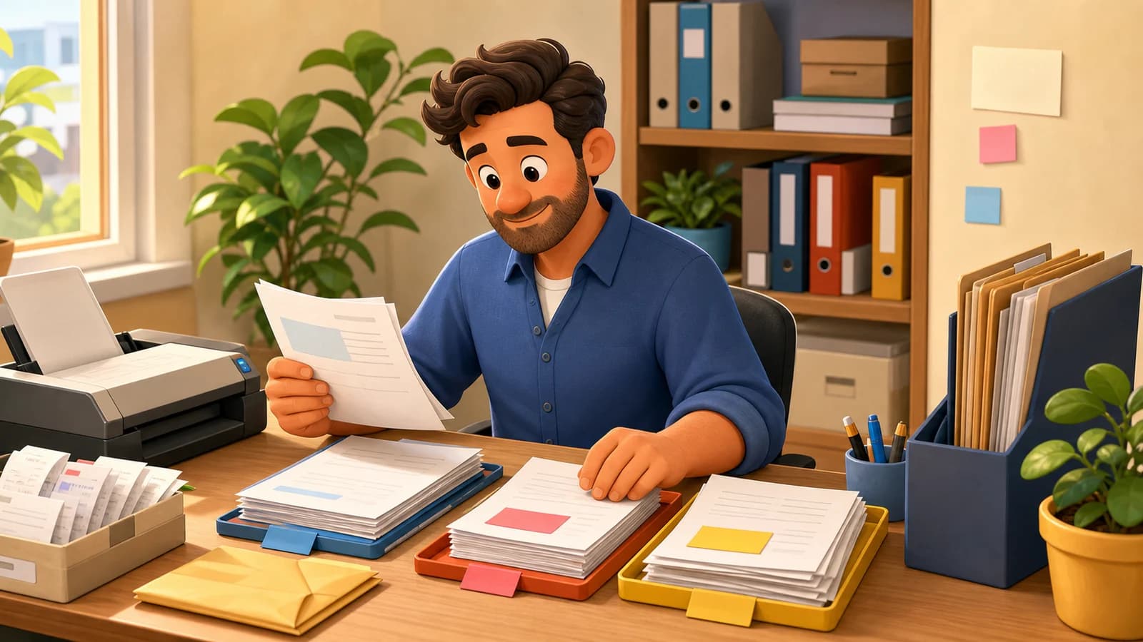 Comic illustration for the Gather invoices, receipts and missing documents use case