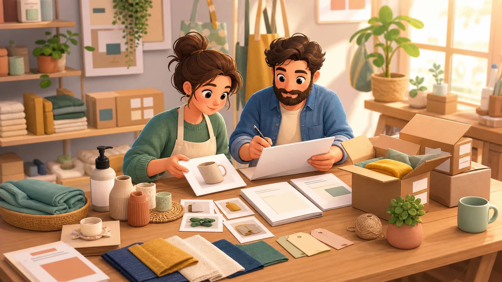 Illustration comics du cas d’usage Partir du vrai stock, des photos et des questions client